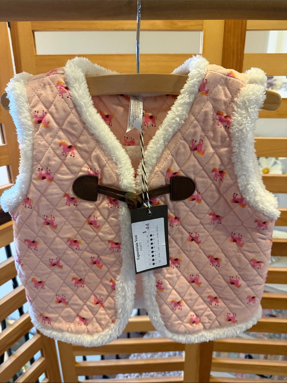 Matilda Jane Pink Quilted Vest with Sherpa Trim
